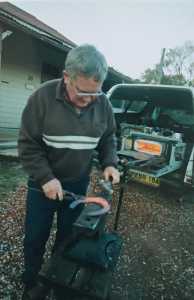 Sandy Sutherland, Farrier from Albury Wodonga, making horse shoe